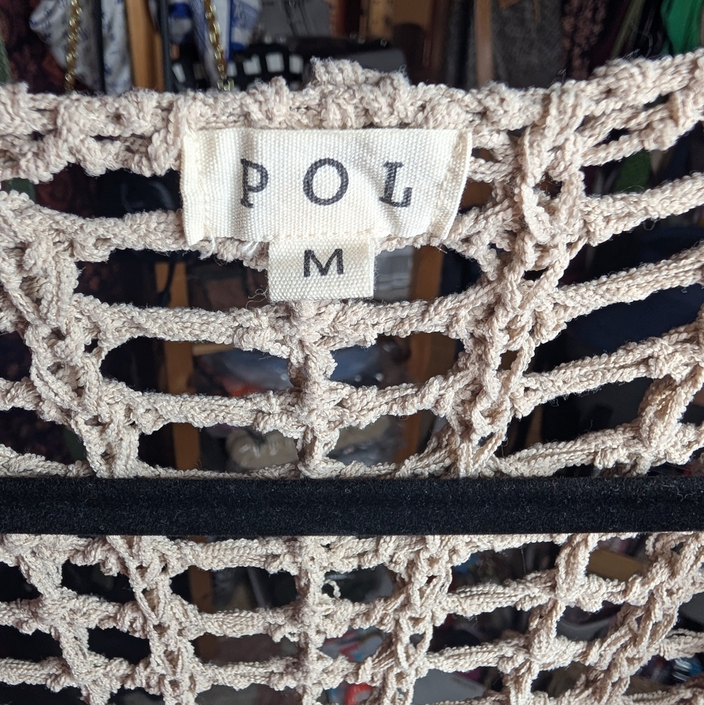 POL Crochet Knit Tank Top Tan/Yellow Size M - Picture 6 of 7